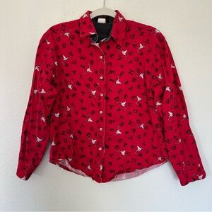 Vintage 90s RoughRider Western Button Down Shirt Women S Longhor Red USA Rodeo
